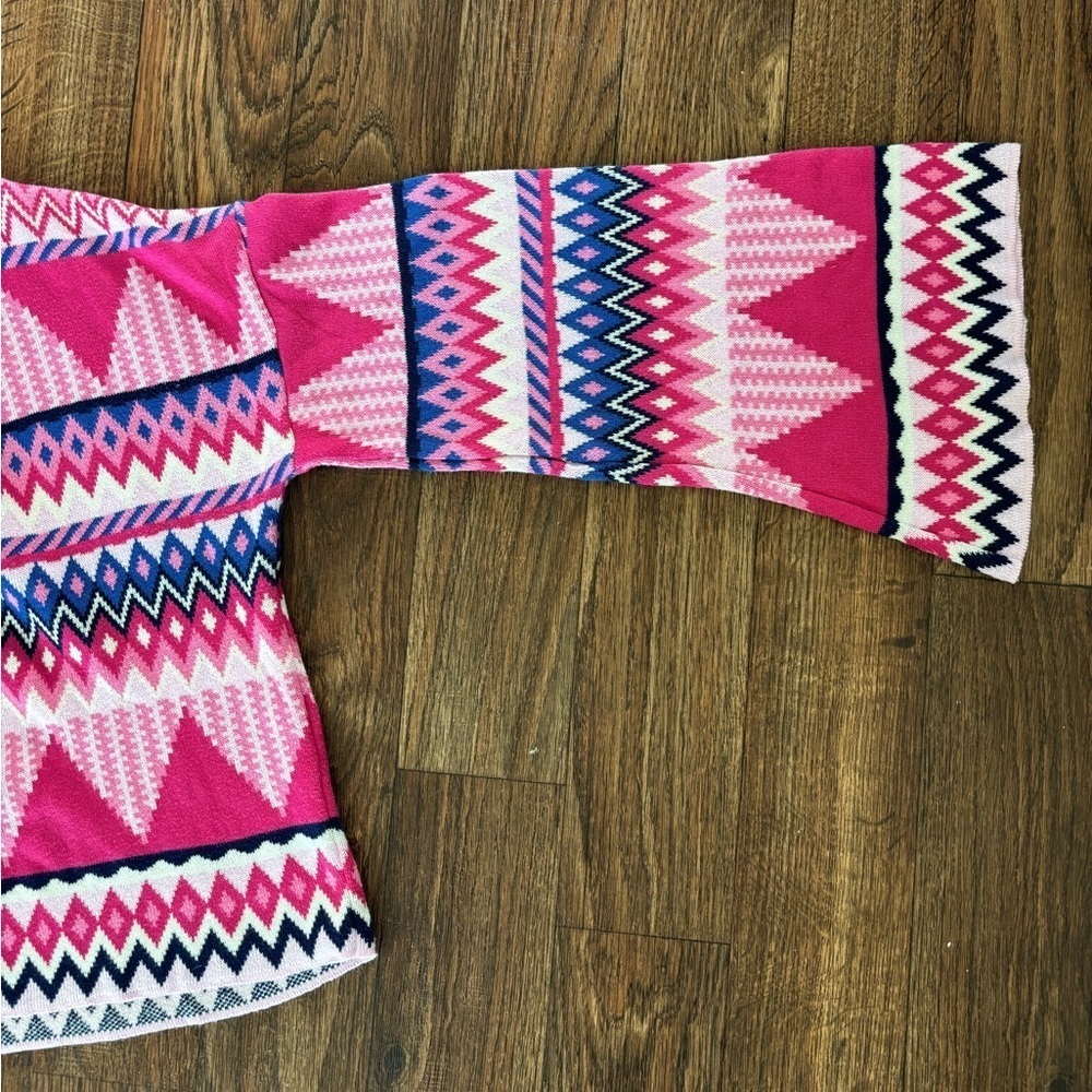 CRAS MILLO KNIT ORGANIC COTTON SWEATER Flare Sleeves Multicolor Retro - Picture 8 of 12